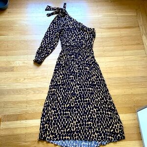 Who What Wear animal print one-shoulder dress